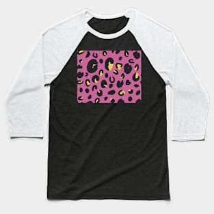 Black and Yellow Leopard on Purple Baseball T-Shirt